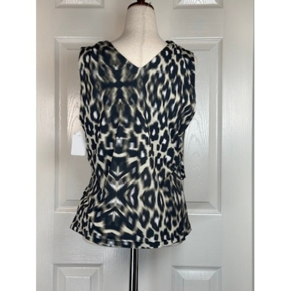 Escada Animal Print Blure‎ Top Twisted Waist V-Neck Sleeveless Blouse Large - Picture 3 of 6